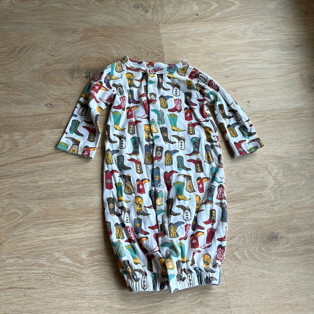 Mud pie cowboy boots baby gown